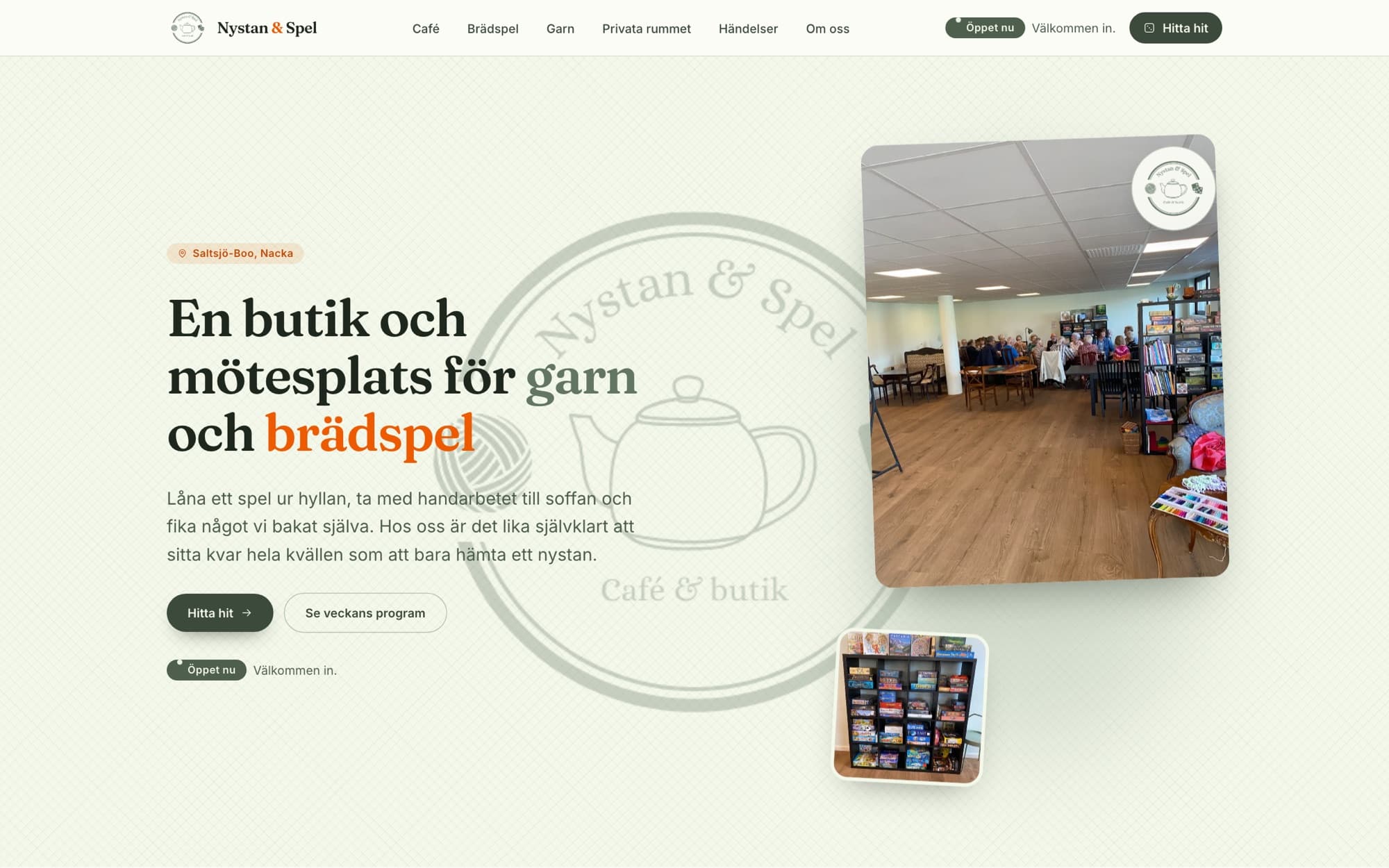 Startsidan på nystanochspel.se
